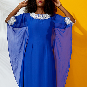 Shenbolen Femmes Africaines Vêtements De Mode À Manches Courtes En Mousseline de Soie Bazin Style Riche Soirée Dames Robe 2019 - Product Image 5