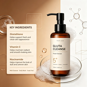 Nettoyant visage Gluta Cleanse 150 ml, nettoyant doux pour le visage, soin hydratant pour la peau, logo personnalisé - Product Image 2