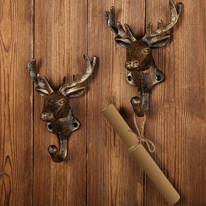 בציר קיר וינטג הר יצוק ברזל כפרי הבית דקורטיבי צבי ראש המעיל הוק מתכת מלאכה בגדים בעלי חיים יחיד hanger - Product Image 1