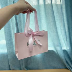 Custom Light Pink <b>Paper</b> Shopping Bags - 667C Pantone Pink with Silver Foil Stamping Logo for Cosmetics Jewelry Packaging - Product Image 5