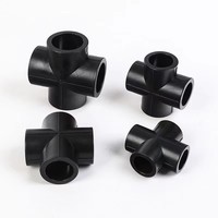 Raccord croisé en PEHD 4 voies réducteur, connecteur de tuyau en plastique PE pour soudure bout à bout SDR11 DN50-DN315