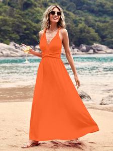 Robe de <span class=keywords><strong>soir</strong></span>ée longue en satin français haut de gamme, col en V, silhouette trapèze, dos nu, antistatique, respirante, tailles XS-3XL disponibles - Product Image 4