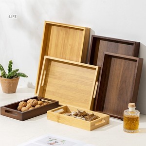 Bandeja de servir rectangular de bambú con asa, color natural, para té o barbacoa, uso doméstico. - Product Image 1