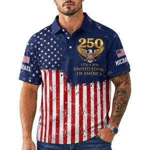 เสื้อโปโลลายรักชาติแบบกำหนดเองสำหรับผู้ชาย ฉลองครบรอบ 250 ปีอเมริกา ของขวัญวันชาติสหรัฐอเมริกาครบรอบ 250 ปี 4 กรกฎาคม - Product Image 1