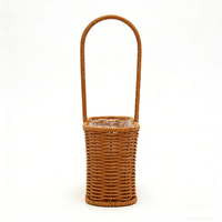 Panier de rangement portable en rotin fait main, style pastoral, pour la maison, le shopping, les sorties et la cueillette, 22*12*14/35cm