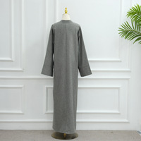 Abaya en lin à col en V modeste avec poches, élégante robe ample pour femmes musulmanes de Dubaï, vêtements islamiques, vente en gros, Abaya noire
