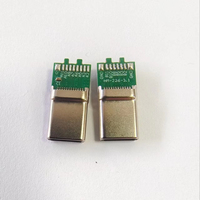 Konektor USB 3.1 Tipe-C Male 24Pin SMT dengan Pelindung Cangkang Baja Tahan Karat 3A Terdaftar 30V untuk Pembuatan Kabel Data