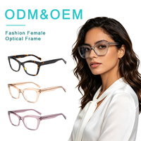 Monture de lunettes en acétate de haute qualité pour femmes, fabrication italienne, design élégant, grande monture, lunettes personnalisées, logo sur mesure, ODM, OEM