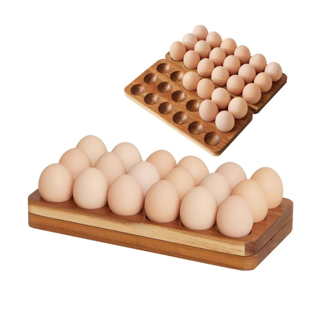 High Quality Portable Foldable Handcrafted Wooden Egg Holder for Kitchen Dining & Farmhouse Decor