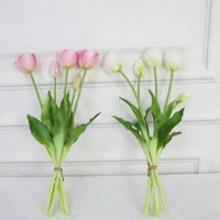 Bouquet de tulipes artificielles en PVC souple de haute qualité, réaliste, 40 cm, pour mariage, table, fait main, fête des Mères, remise de diplôme, vente en gros 9