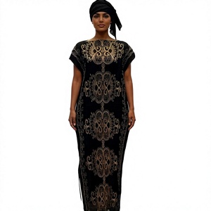 Latest Popular Best-selling Breathable Linen-cotton Embroidered 85*140cm Kanga Clothing Dress Summer Dashiki Black Women Formal - Product Image 4
