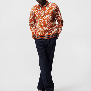 Pull à demi-zip en jacquard zébré, tricot personnalisé en laine mérinos, col polo, pulls pour hommes - Product Image 2