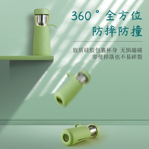 Customized High Temperature Resistant Glass Water Cup With Tea Strainer Portable Office Use - Product Image 1