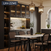 Îlot de cuisine modulaire noir durable de style français avec évier et robinet, comptoir en quartz écologique, armoires OEM RTA, conception gratuite