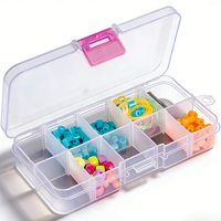 Boîte de rangement en plastique transparente au design classique, 10 compartiments, durable, multifonctionnelle, pour vis, bijoux, amovible - Vente flash