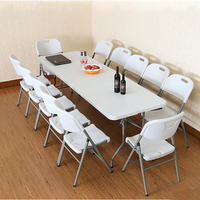 Table rectangulaire blanche portable commerciale en gros pour événements extérieurs, camping, location et restauration