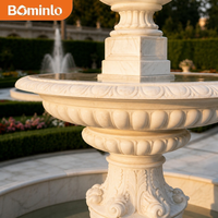 Fontaine sculptée à 3 niveaux en marbre, grande taille, sculptée à la main, pour extérieur, jardin, hôtel, villa, cour