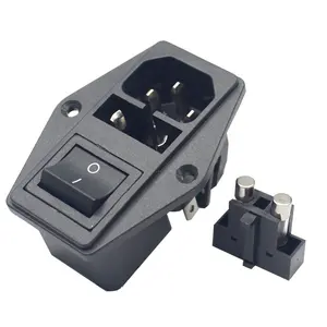 Desk plug power socket inlet connector with rocker switch 2 fuse for print 3d machine ac power IEC 320 C14 10A 250V