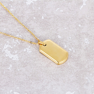 Personalizzato inciso collana degli uomini taglio laser 316l in acciaio inox di forma rettangolare ciondolo in bianco <span class=keywords><strong>con</strong></span> Oro ha placcato i monili - Product Image 5