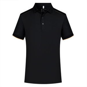เสื้อโปโลแขนสั้นสีดำสีพื้นโพลีเอสเตอร์สำหรับงานสร้างทีมบริษัท - Product Image 1
