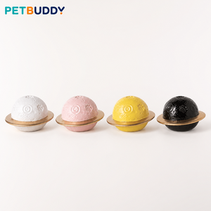 White Ceramic Pet Urn Planet Shape <b>Memorial</b> Keepsake <b>Box</b> for Cats and Dogs Remembrance Decor - Product Image 5