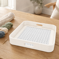 Plateau en cuir blanc auto-adhésif pour point de croix avec adhésif 3M et poignées intégrées pour décoration intérieure de luxe DIY et cadeau personnalisé