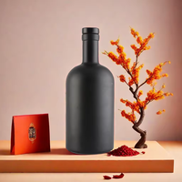 Botella de Vidrio Mate Negra y Blanca de 100ml, 200ml, 375ml, 500ml, 750ml para Bebidas, Licores, Vodka, Aceite de Oliva con Corcho