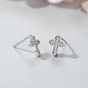 Boucles d'oreilles clous en argent sterling S925 classiques, personnalisables, version cuivre, avec zircon rond pour femmes - Product Image 2