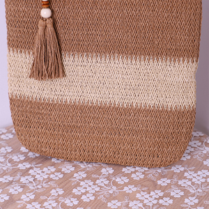 Enkele Grote Capaciteit Papieren Touw Geweven Strotas Tote Vrije Tijd Holle Vakantie Strand Schoudertas - Product Image 5