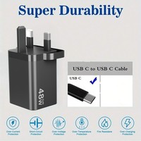 Câbles de charge pour tous les téléphones, chargeurs de téléphone, prise UK, USB-C, adaptateur mural rapide premium 48W GaN PPS PD, logo d'usine
