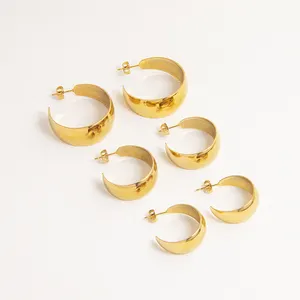 Powell brincos banhados a ouro 18k, acessórios femininos, joias com borda cortada, design à prova d' água, argola de aço inoxidável
