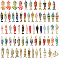 Pendentifs Poisson en Cuivre Émaillé et Zircon, Breloques Animaux Marins Colorées Plaqué Or Tendance pour Bijoux DIY Colliers Bracelets Boucles d'Oreilles