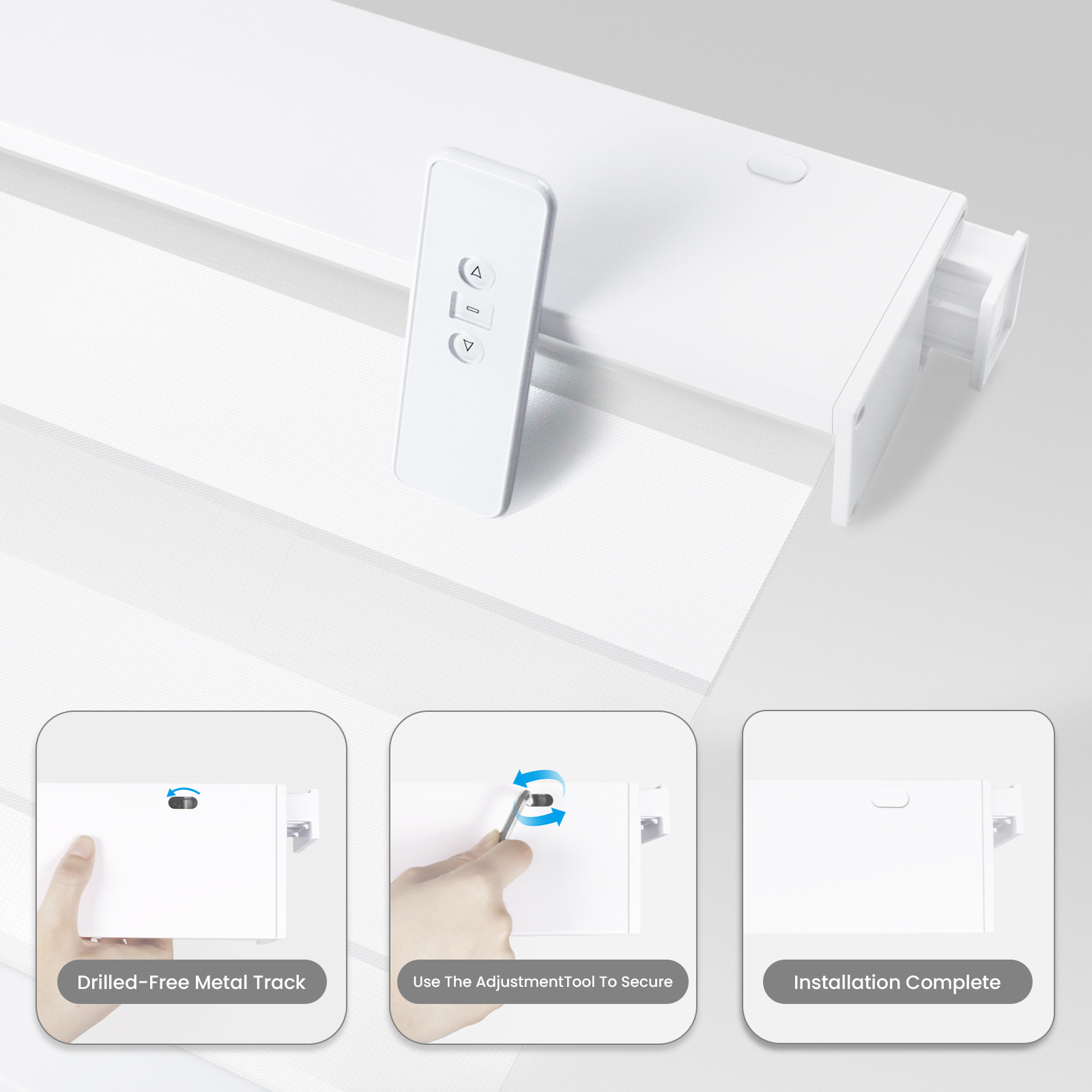 No Drill Remote Control Rechargeable Battery Operated Google Motorized Roller Blinds For Window Bedroom Kitchen Office Hotel · image 2