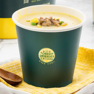 Commercio all'ingrosso biodegradabile monouso in carta Kraft tazza Eco Friendly imballaggio alimentare rotondo da asporto ciotola con coperchio - Product Image 1