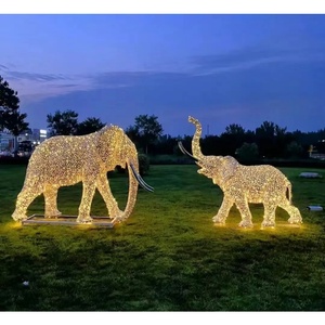 Ngoài trời Vườn kim loại thép không gỉ voi điêu khắc tượng, nghệ thuật trừu tượng sơn động vật voi - Product Image 2