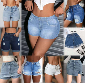 Shorts de mezclilla retro lavados al por mayor con bordes deshilachados, estilo nuevo de <span class=keywords><strong>verano</strong></span> para <span class=keywords><strong>mujer</strong></span>, ajuste ceñido y efecto adelgazante, <span class=keywords><strong>pantalones</strong></span> cortos de moda. - Product Image 2