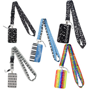 Lanière à motif musical arc-en-ciel coloré avec notes de musique et clavier de <span class=keywords><strong>piano</strong></span>, sangle de cou pour badge d'identification, clés, concerts et amateurs de musique - Product Image 2