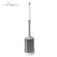 Brosse de nettoyage murale pour toilettes avec longue poignée, installation sans poinçon et nettoyage sans angle mort
