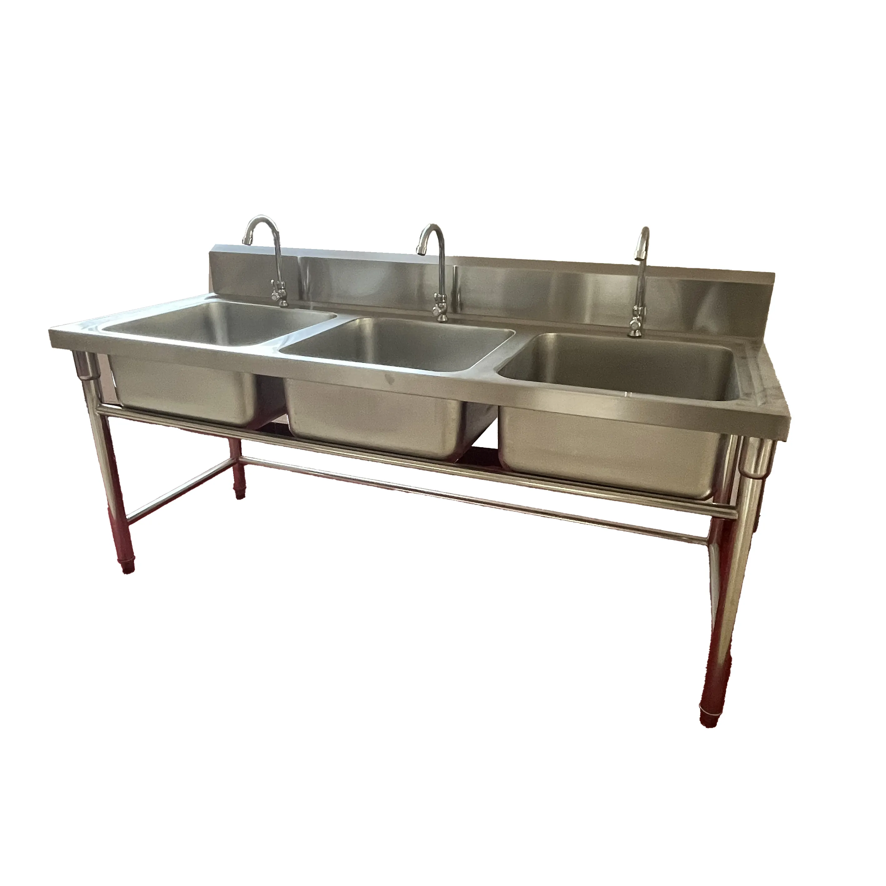 Three Compartment Stainless Steel Triple Bowl Commercial Utility Sink