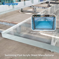 Panneaux acryliques de grande taille pour piscine, résistants aux UV, en PMMA vierge, sur mesure, pour hôtels et complexes hôteliers