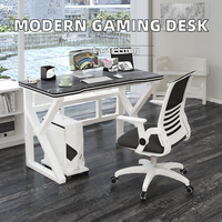 Mesa de ordenador personalizada para escritorio de juegos en blanco y negro moderna al por mayor con nuevo diseño de material metálico para oficina en casa
