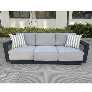 Modern Style Waterproof Sunscreen Outdoor Leisure Restaurant Rattan Sofa Set Patio Garden Aluminum Sofa Set Furniture