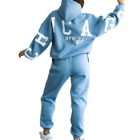 Ensemble de survêtement décontracté surdimensionné personnalisable pour femme 2026 – Sweat-shirt épais à manches longues avec imprimé au dos, coupe décontractée, idéal pour la détente