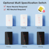 Tuya Zigbee Smart Light Switch Tanpa Kabel Netral Sakelar Dinding Sentuh 10A Kontrol Aplikasi Nirkabel Alexa Google Home Voice Timer