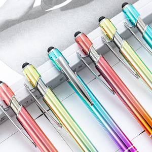 JH <span class=keywords><strong>stylo</strong></span> à <span class=keywords><strong>Action</strong></span> de clic promotionnel, <span class=keywords><strong>stylo</strong></span> en métal de couleur arc-en-ciel avec Logo gravé - Product Image 3