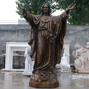 Artesanías de metal personalizadas, estatua de jardín de la Misericordia divina de Cristo señor Jesús de bronce de tamaño natural a la venta - Product Image 4