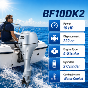 เครื่องยนต์เรือ BF10DK2 10 แรงม้า ระบายความร้อนด้วยน้ำ แบบปรับมุมด้วยมือ สำหรับเรือยาง เรือประมง เรือตรวจการณ์ และเรือ - Product Image 2