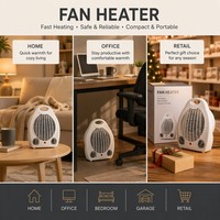 Ventilateur Chauffant Portable Électrique pour Pièce, 3 Modes de Chauffage, Thermostat, 1000W 2000W, Protection Contre la Surchauffe, Résistant au Feu, CE ROHS ERP