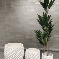 Juego de Macetas Modernas de Cerámica con Diseño en Espiral para Interiores, Acabado Glaseado, Estilo Minimalista