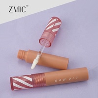 Tube de gloss à lèvres rond mat personnalisé de 2,5 ml, conteneur vide pour rouge à lèvres liquide, emballage cosmétique avec capuchon transparent rayé